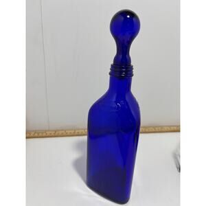 Antique Cobalt Carrotine Bottle Embossed Dennis Louth Victorian Butter Colouring